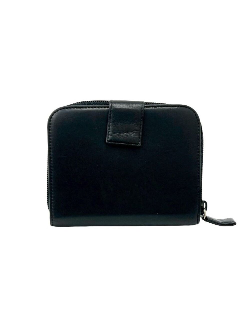 Prada Triangle Logo Leather Bifold Wallet Mini Coin Case Card Black - Picture 2 of 10